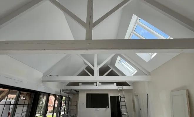 Suite de la pose du plafond tendu d'une salle de réception à Bridon-sur-sauldre, Orléans, MDSA